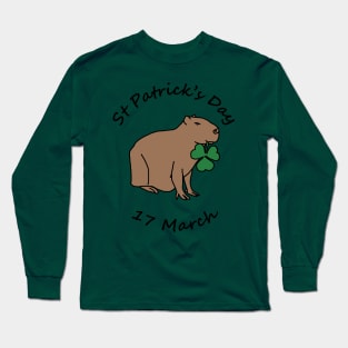 St Patricks Day 17 March Capybara Shamrock Long Sleeve T-Shirt